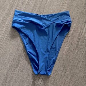 Blue high cut cheeky bikini bottoms